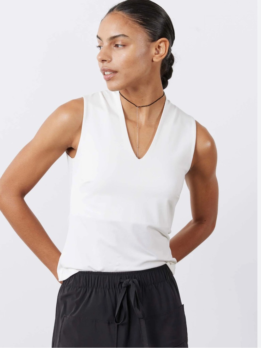 Ruti V-Neck Sleeveless Tank Top in White